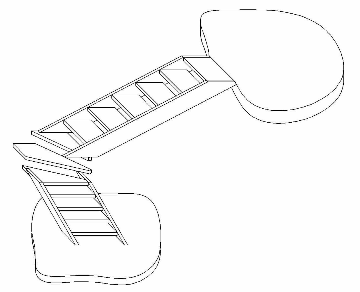 Деревянная лестница с поворотом на 90°, с забежными ступенями