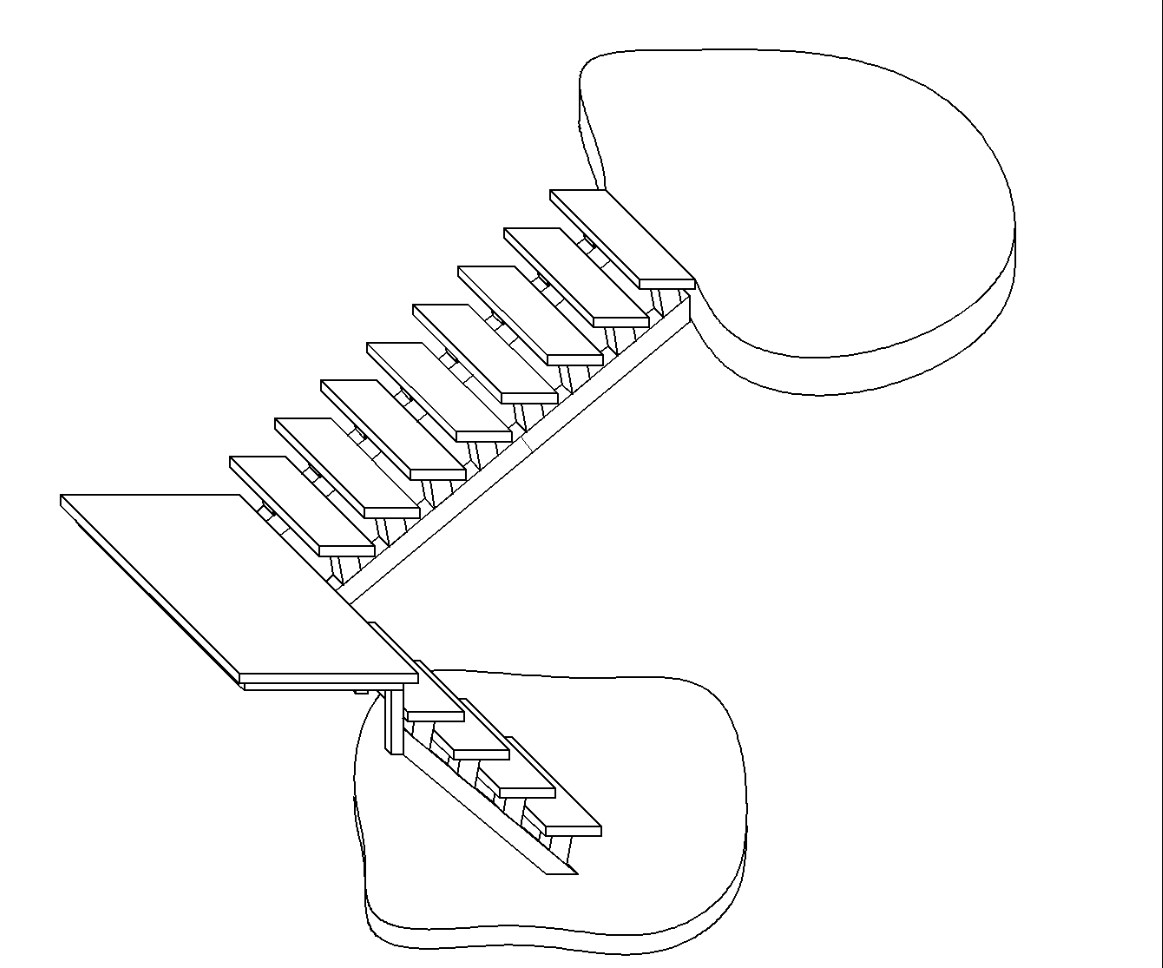 Металлическая лестница с поворотом 180°, с площадкой