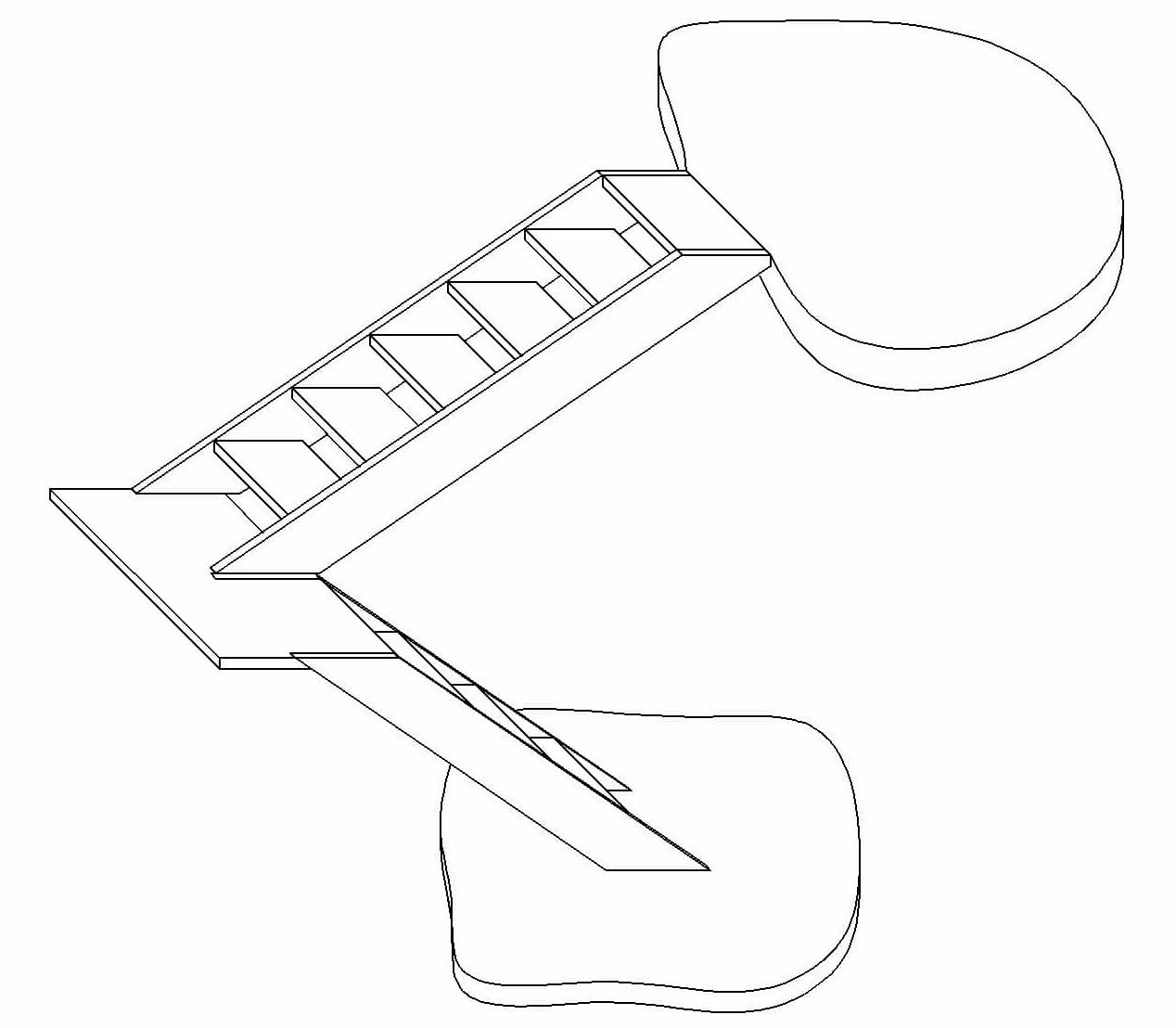 Деревянная лестница с поворотом 180°, с площадкой